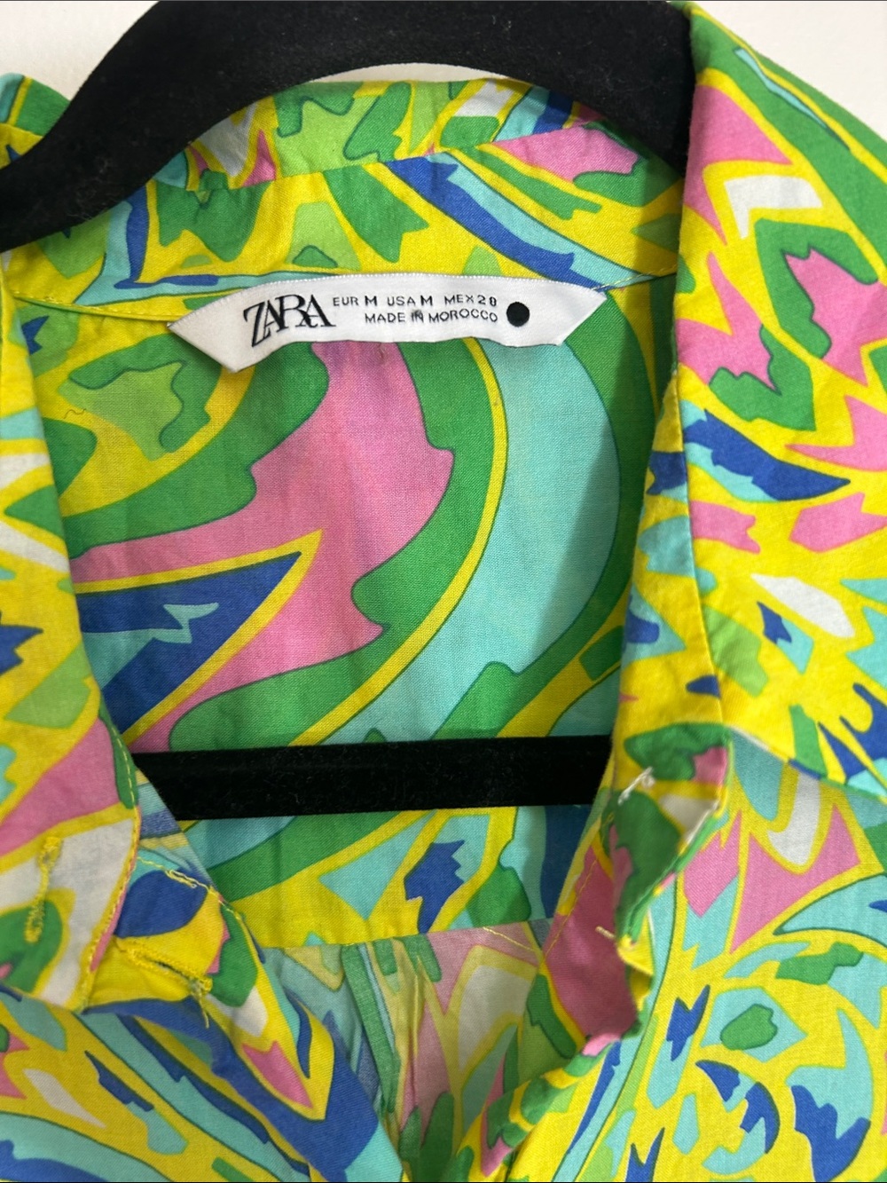 ZARA 100% cotton AOP Colorful Button Up Midi Dress size medium - Picture 4 of 10